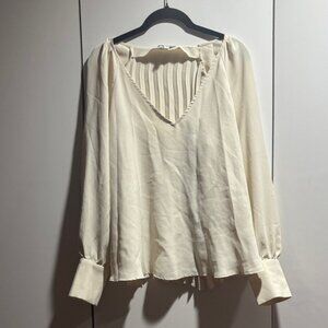 Express Cream V-Neck Blouse